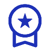 blue icon depicting a badge or ribbon