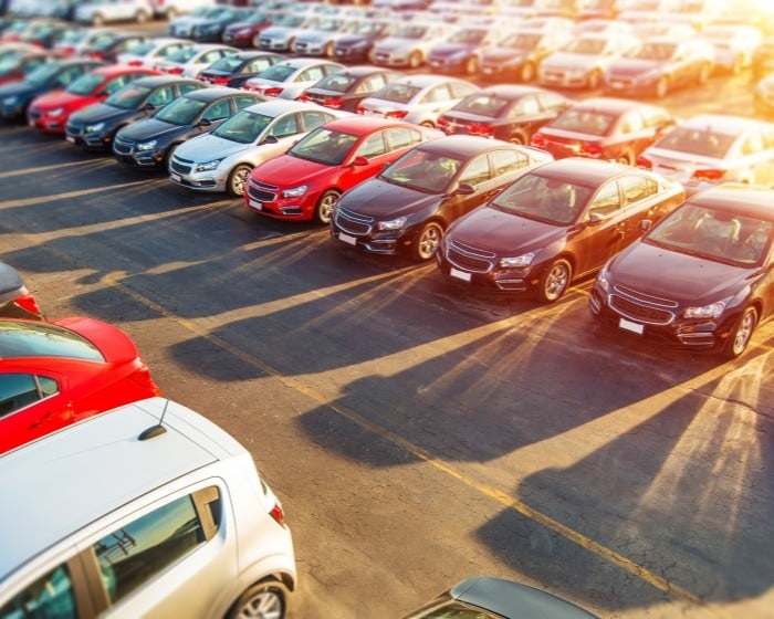 Cars for sale on a dealership lot