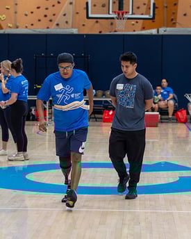 Amputee walking on prosthetic