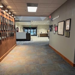 Encompass Health York hospital entrance hallway with acknowledgments on the wall