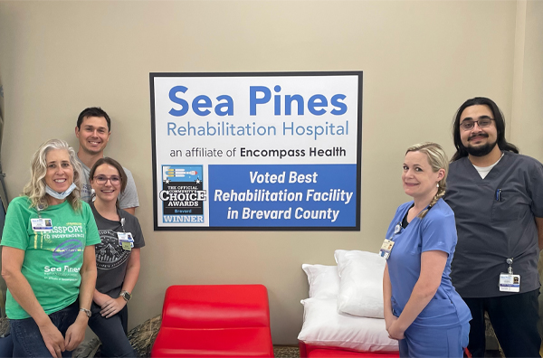 Sea Pines Rehabilitation Hospital employees recognizing the hospital's Brevard Community’s Choice Award