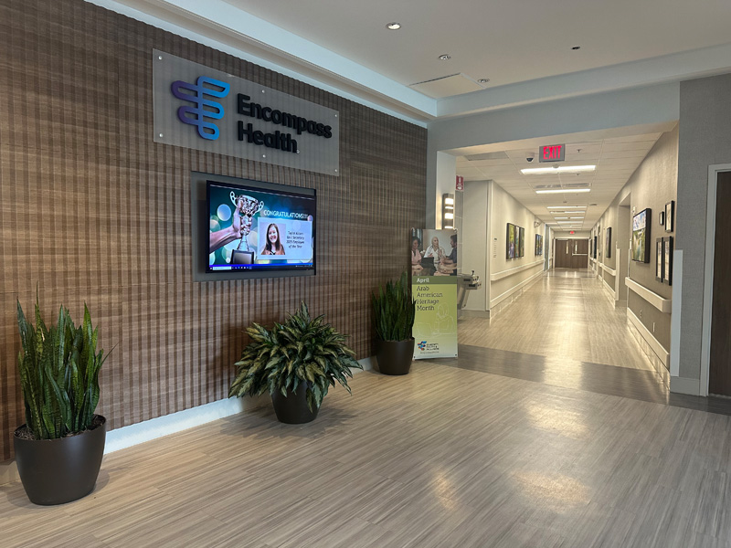 Hallway of a healthcare facility with 
