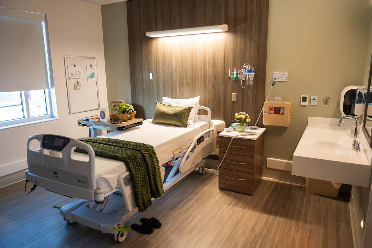 Private patient room at Encompass Health Rehabilitation Hospital of Bangor featured during the grand opening, showcasing modern care amenities.