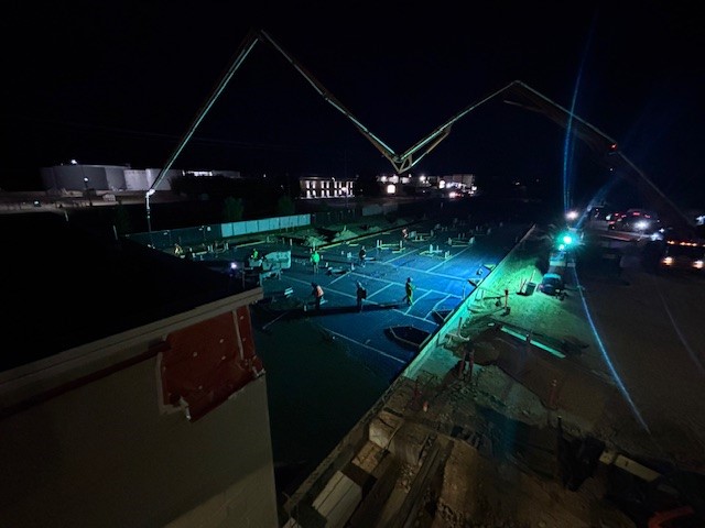 Saint Alphonsus Regional Rehabilitation Hospital construction site aerial view at night
