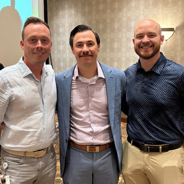Gerald Etheredge (left), Keller Sims (center), and Patrick Ameling (right) at the Forty Under 40 Class of 2025 awards event