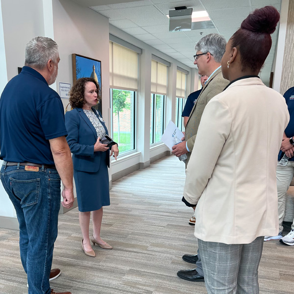Illinois State legislators meeting with staff members at The Quad Cities Rehabilitation Institute