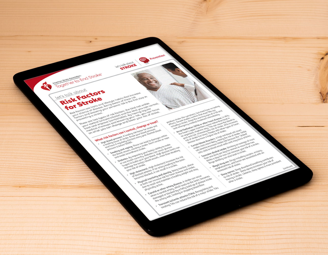 Stroke Prevention Toolkit displayed on a tablet