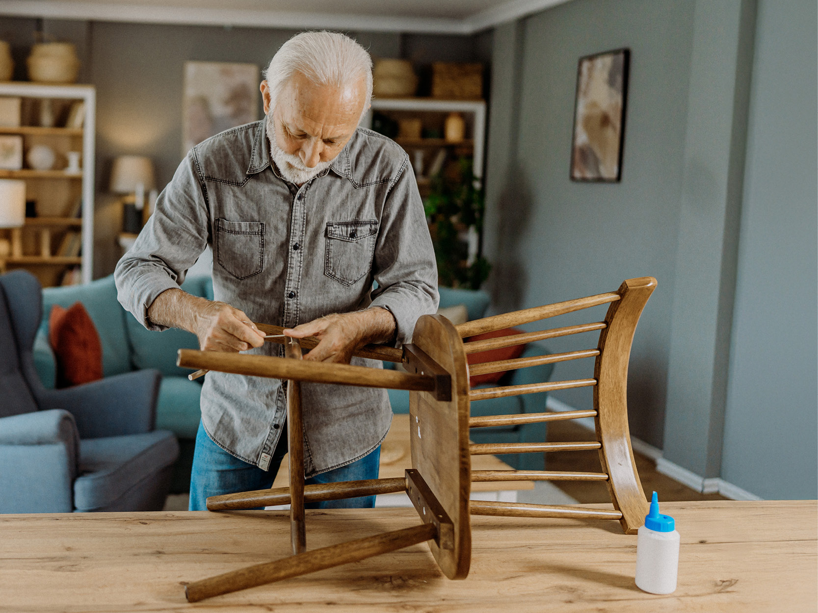 a man woodworking