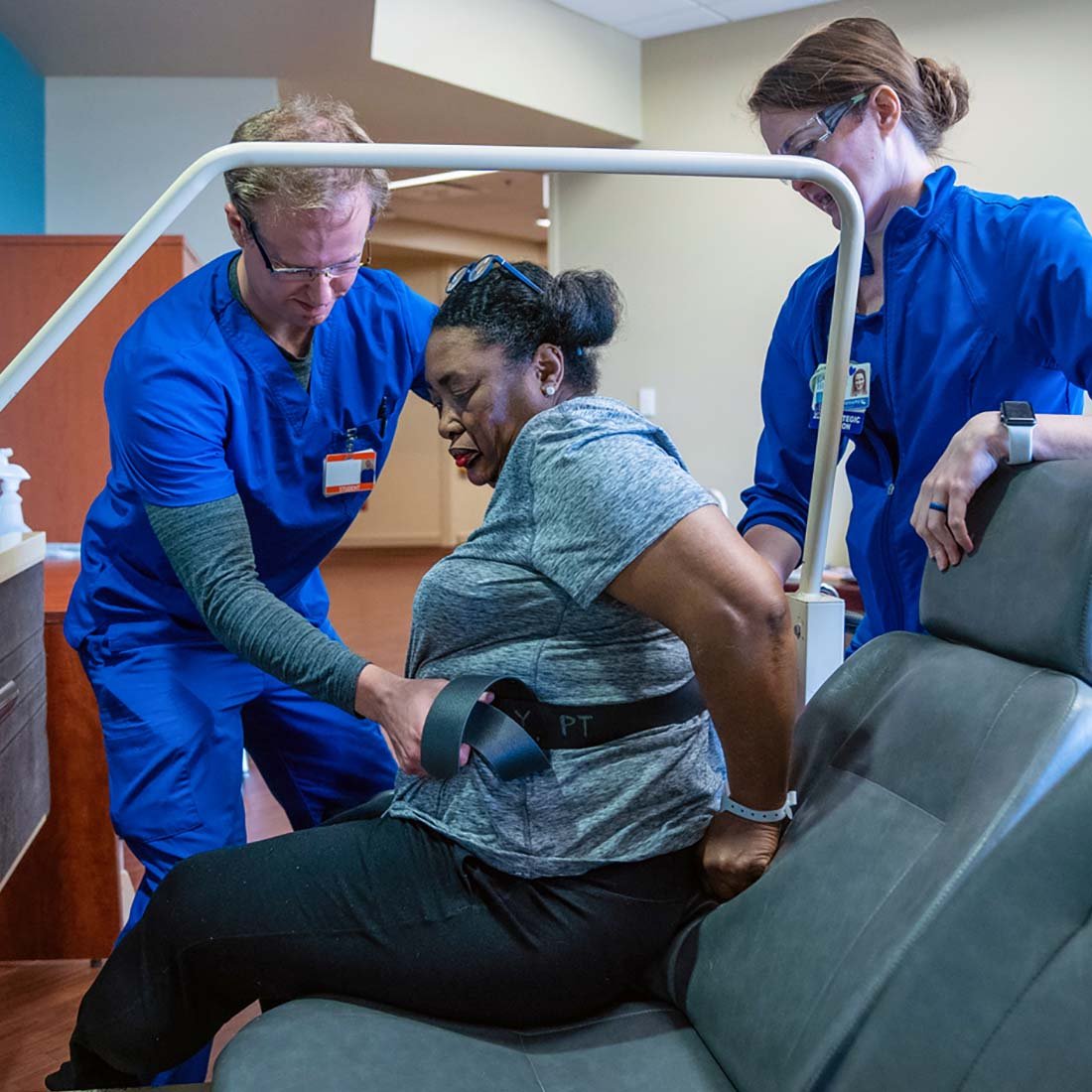Patient entering a Tran-Sit simulator