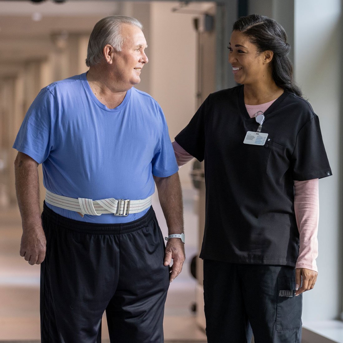 Nurse walking with a patient
