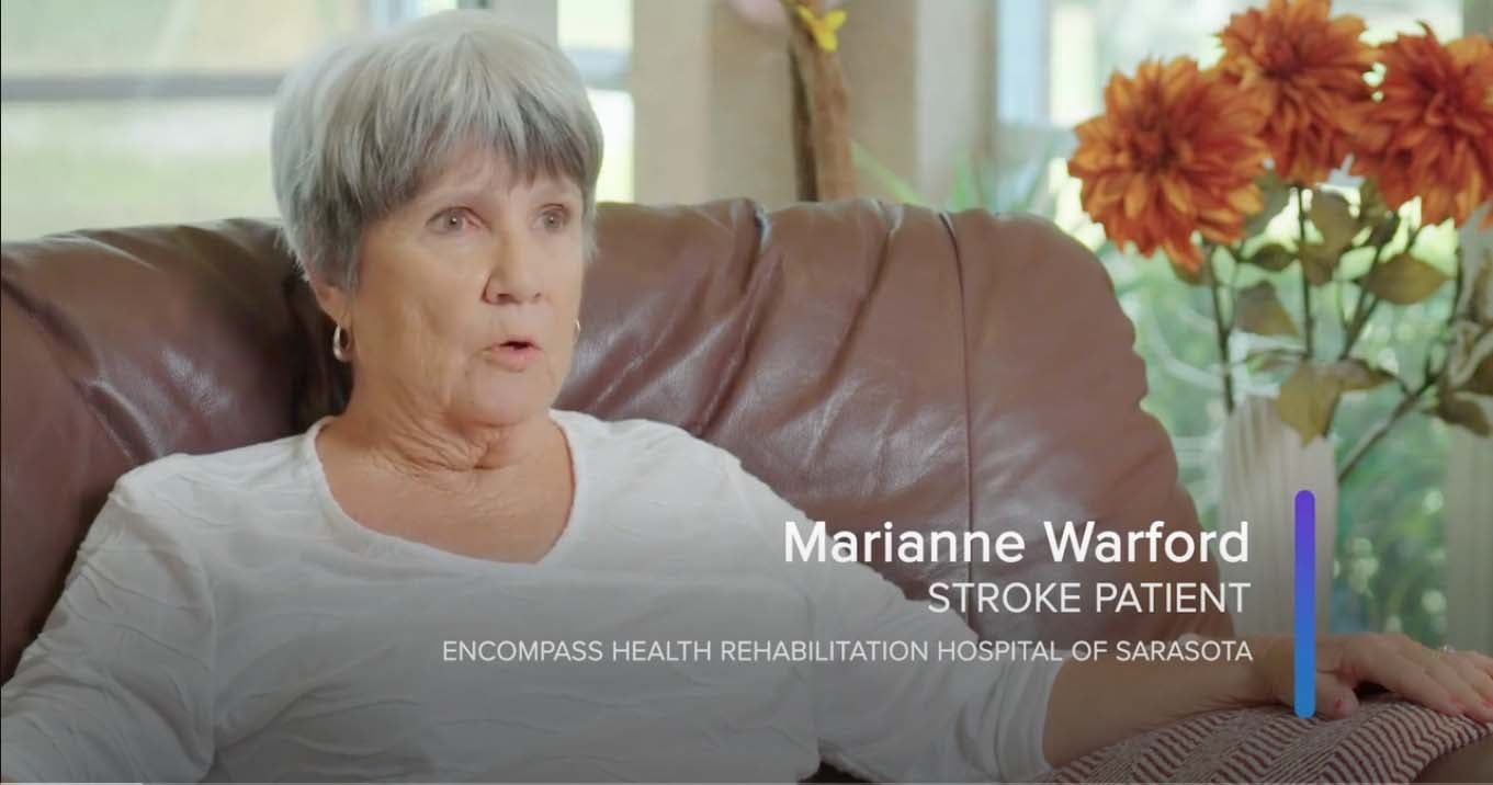 Marianne recovered from her stroke at Encompass Health Rehabilitation Hospital of Sarasota.