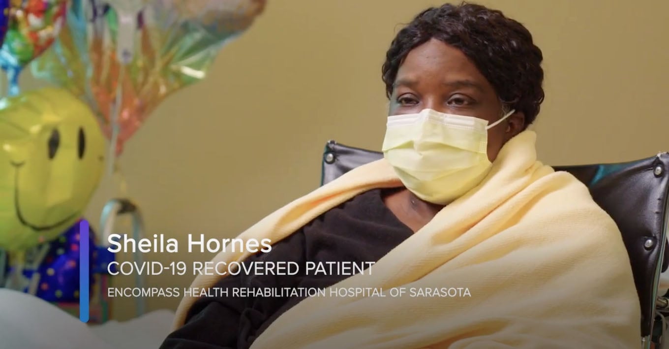 Shelia Horne success story after rehabilitation at Sarasota Encompass Health.