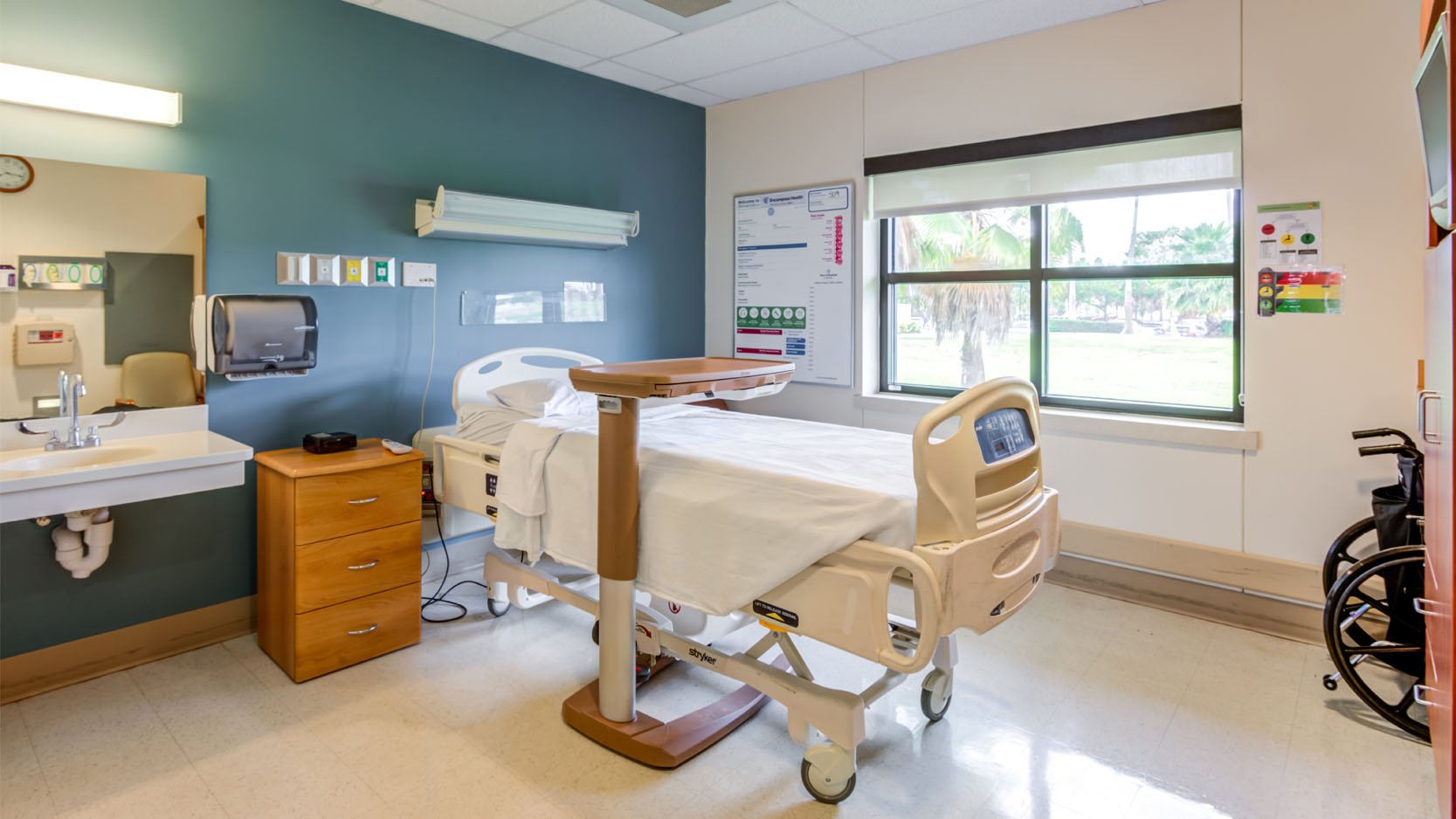 a bed in a patient's room