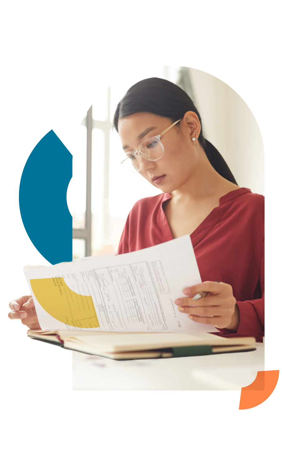 Woman looking through paperwork