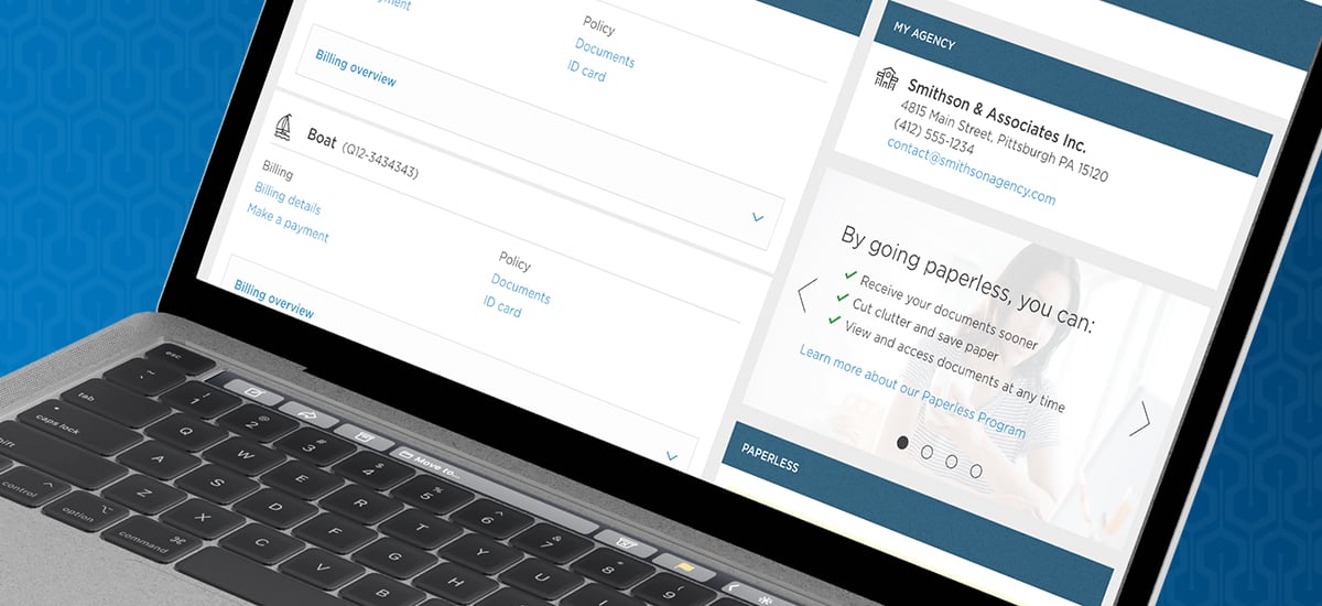 paperless billing screen on laptop