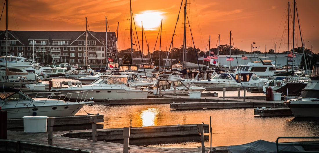 boats in a harbor