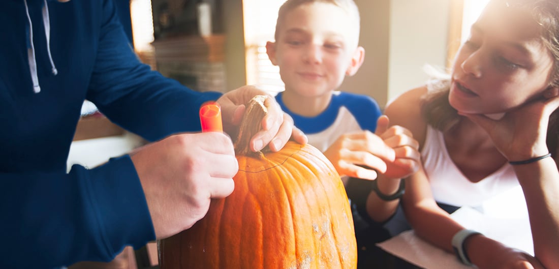 Carving a pumpkin