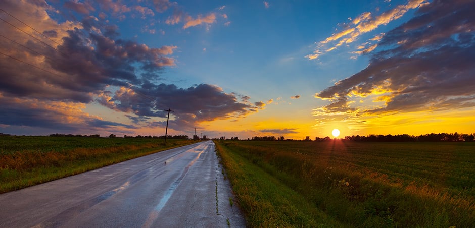 Road with sunset