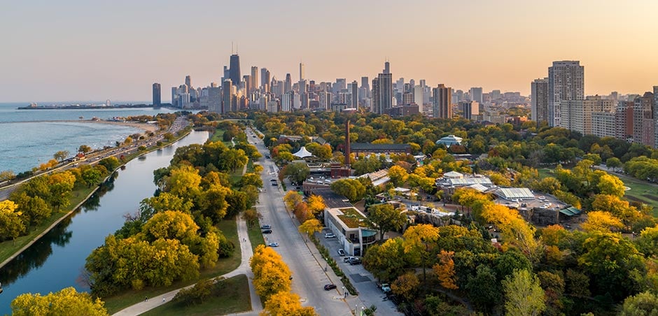 Birds eye view of a city