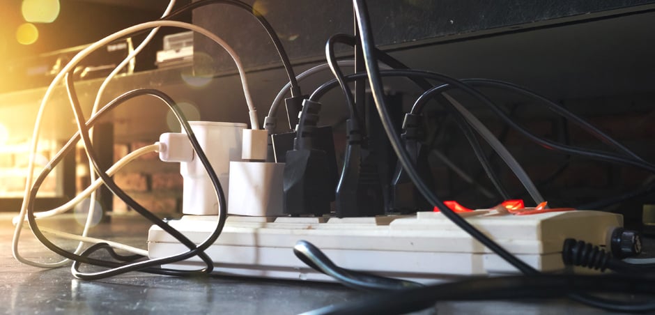 many cords are plugged into a power strip