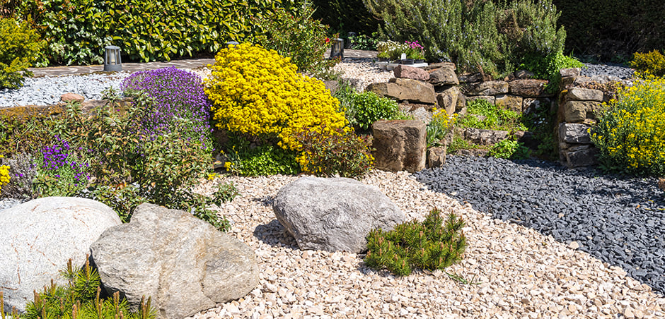 colorful landscaping in rocks