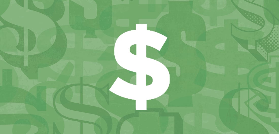 an image with a green background and a white dollar sign