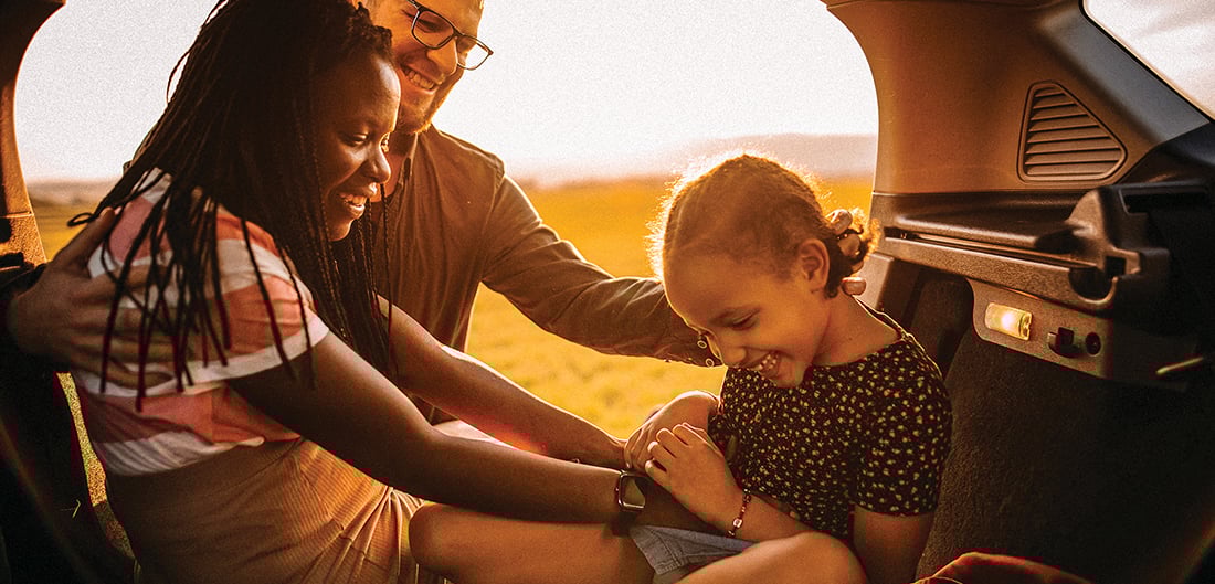 family in a car
