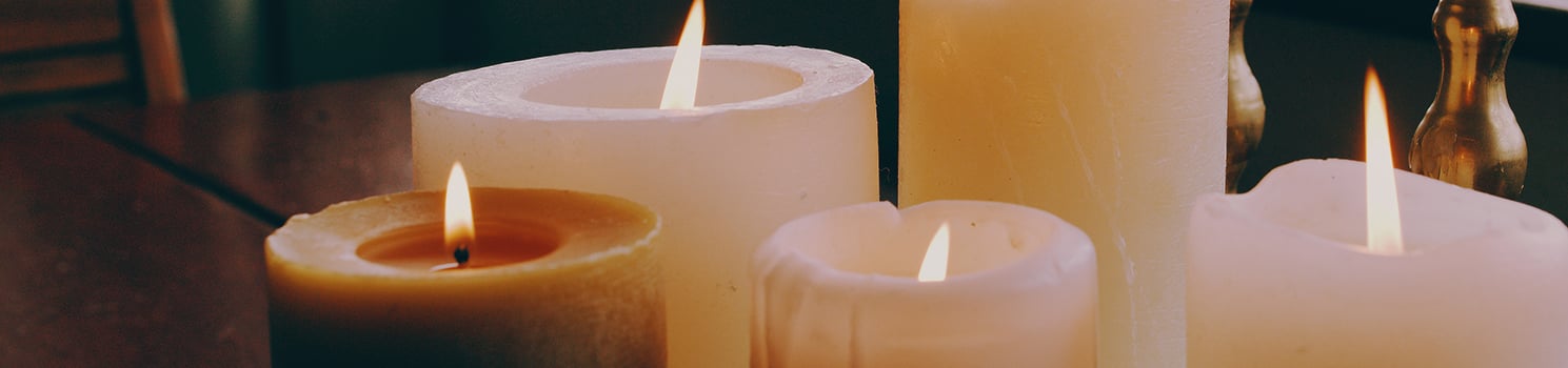 Cluster of lit candles 