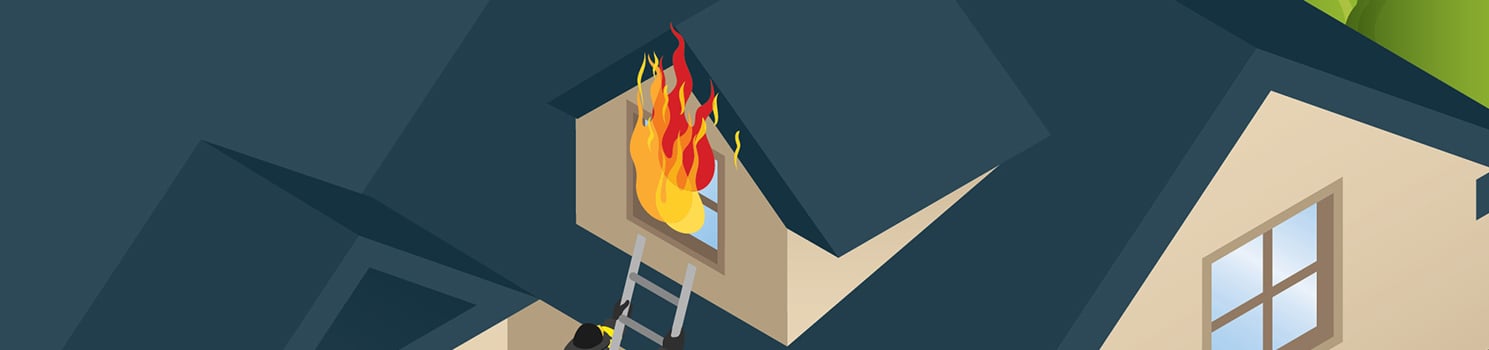 Cartoon window with flames coming out of it