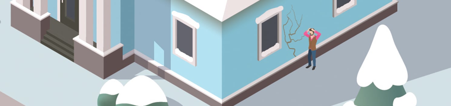 illustration of a home with a crack in the side