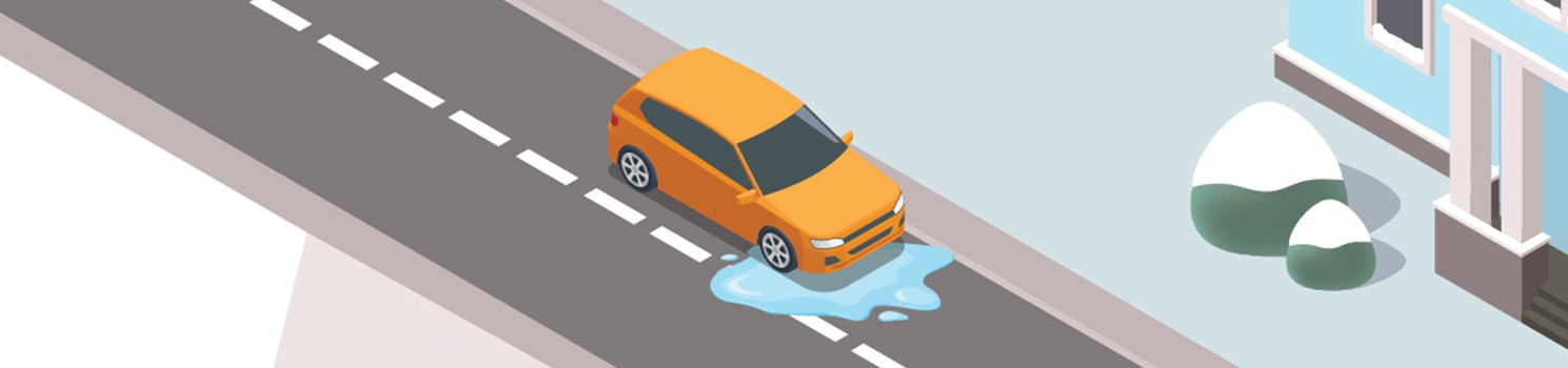 illustration of a car driving through a large puddle
