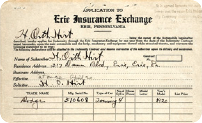 First Erie Insurance Exchange Auto Policy Record