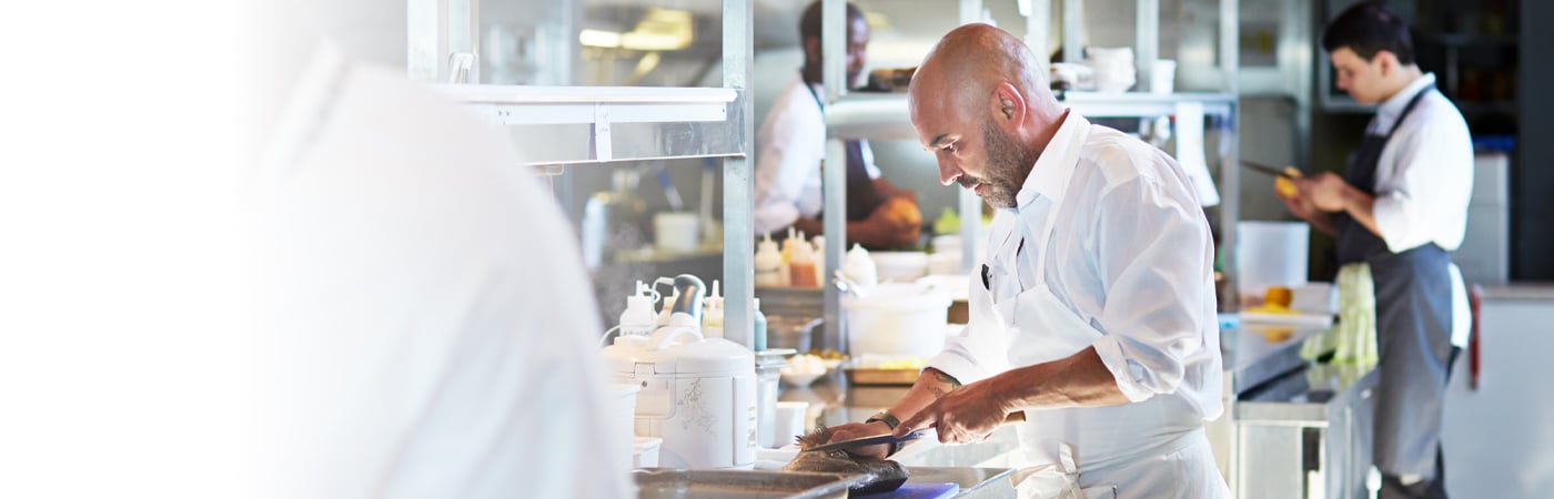 Chef working in restaurant kitchen