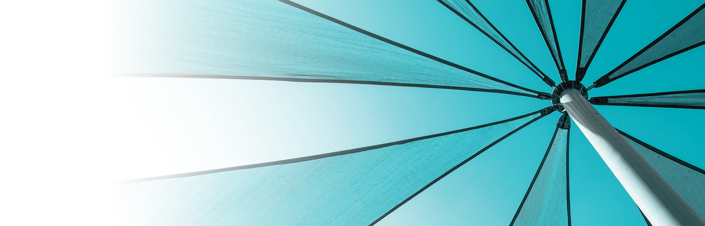 looking up at a table umbrella