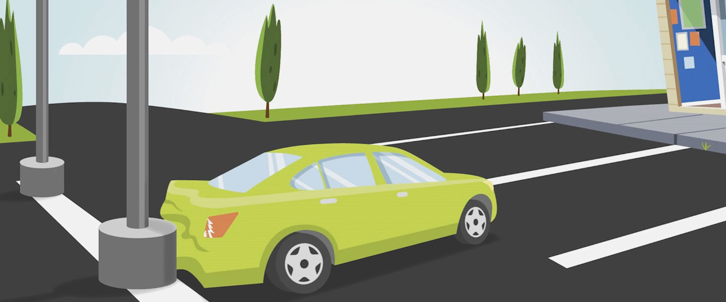 Animated car in parking lot