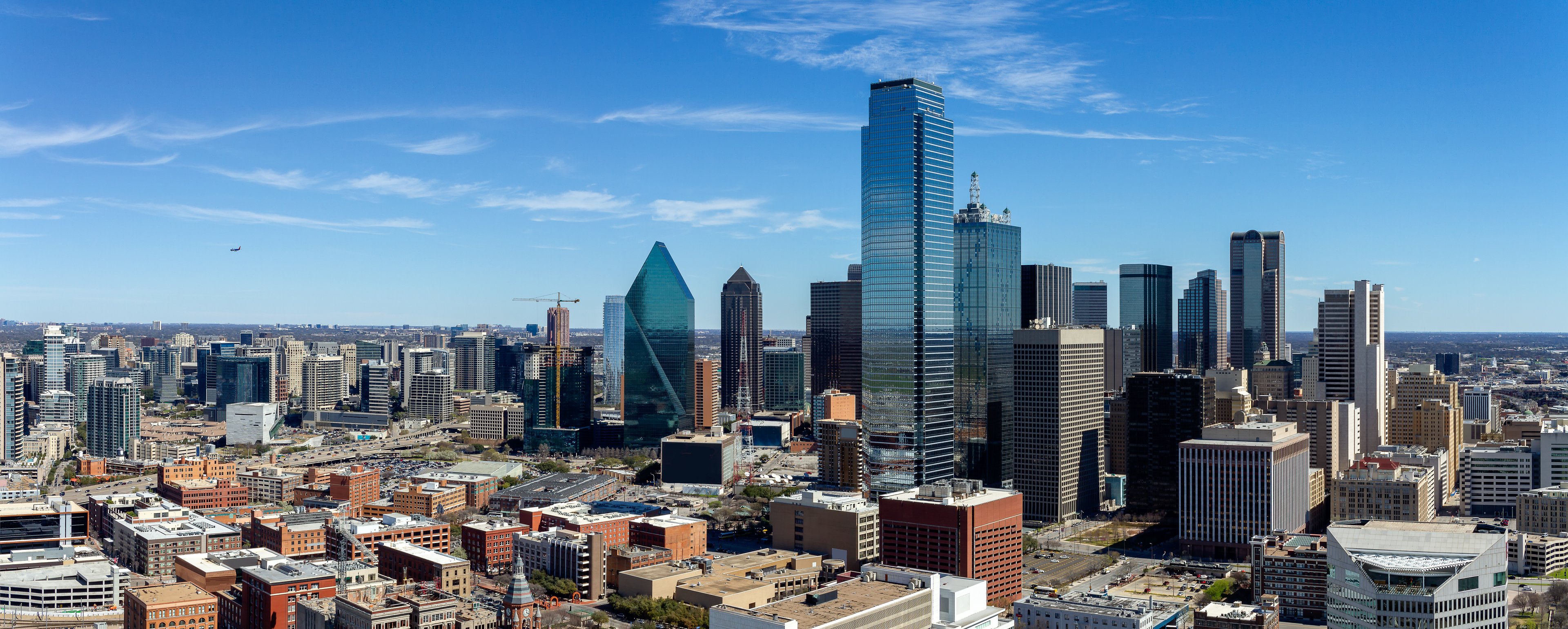 Aerial view of Dallas, location of Exyte's US headquarters