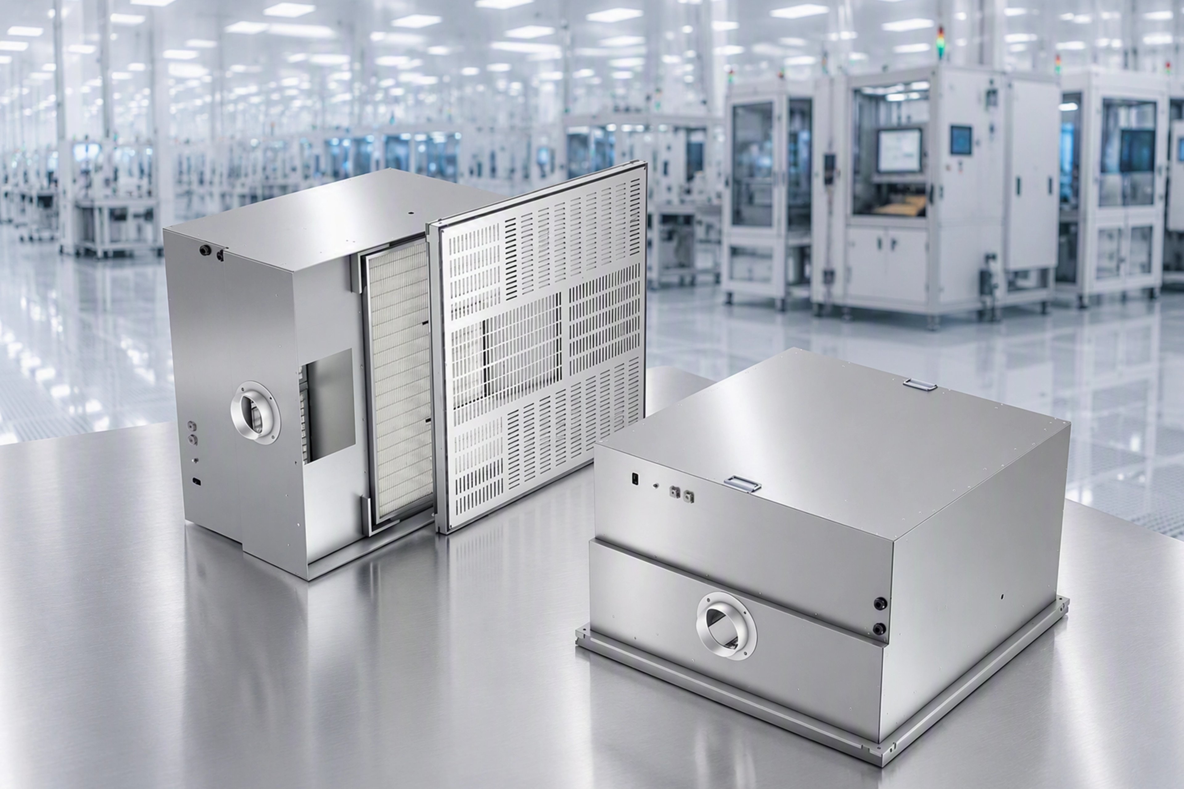 PIFF Filter Fan Units against a cleanroom background