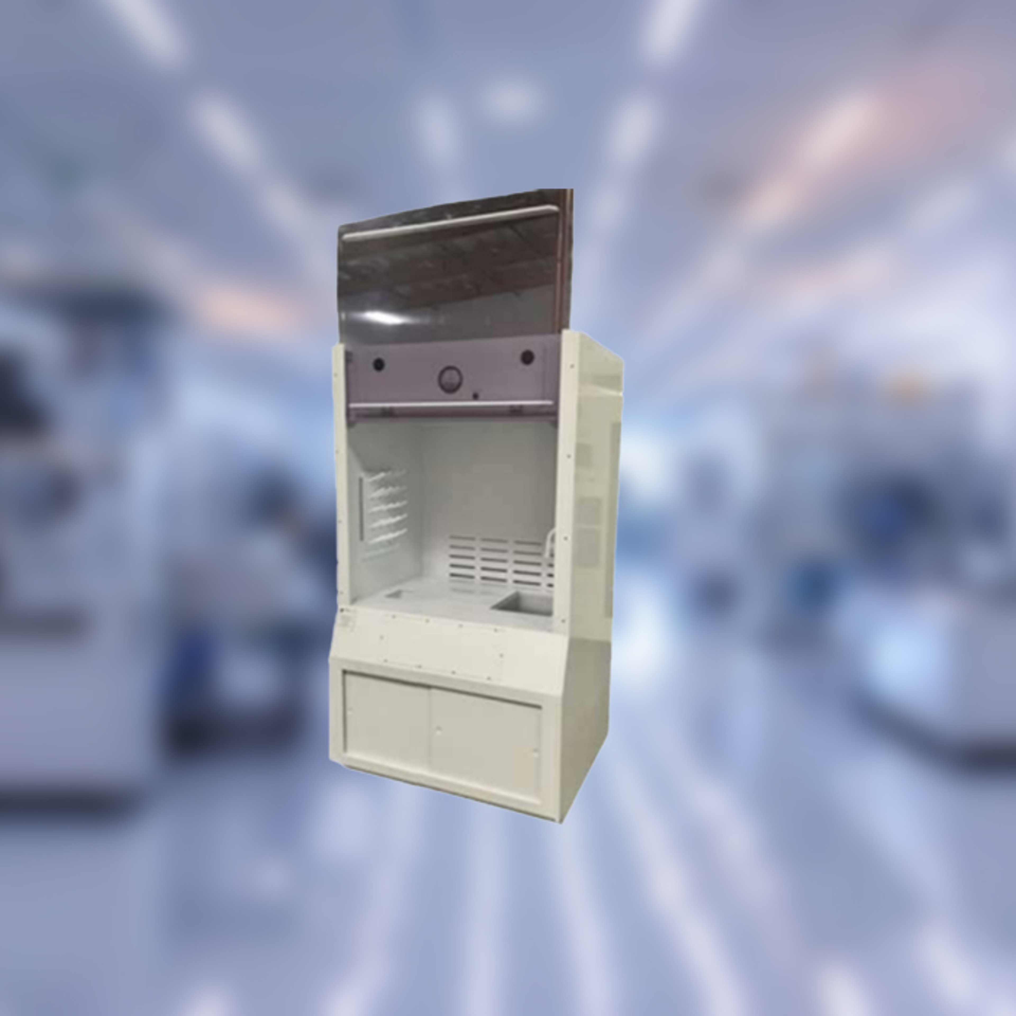 Fume hood against a blurred cleanroom