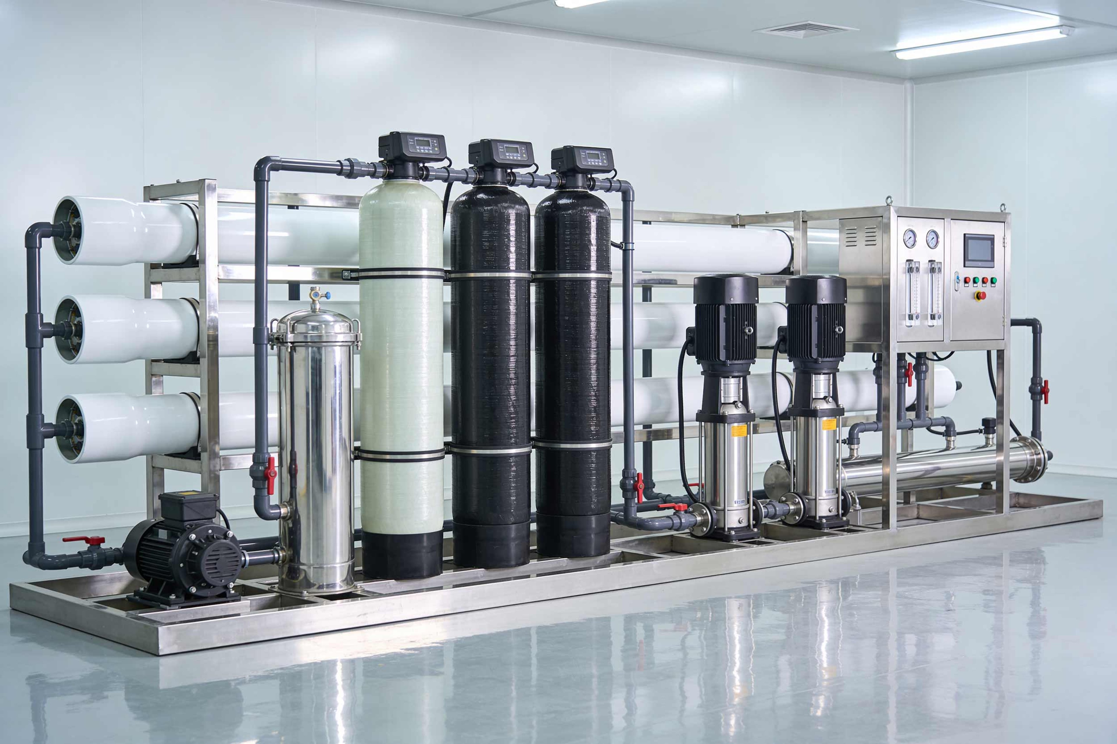 Ultra-pure water treatment system used in semiconductor manufacturing facility infrastructure.