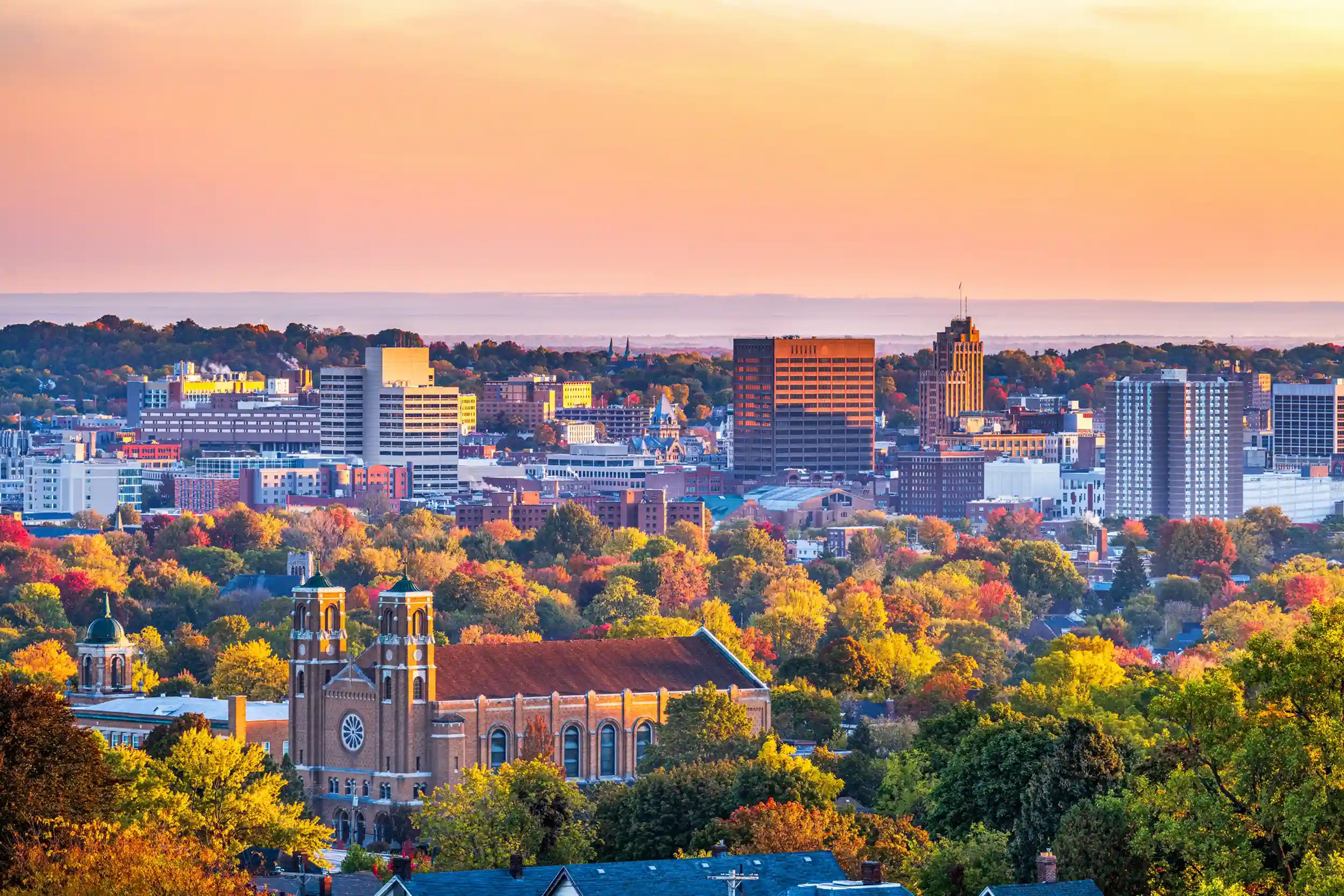 A panoramic view of a City in the state of New York, representing Exyte's business activities in the United States of America