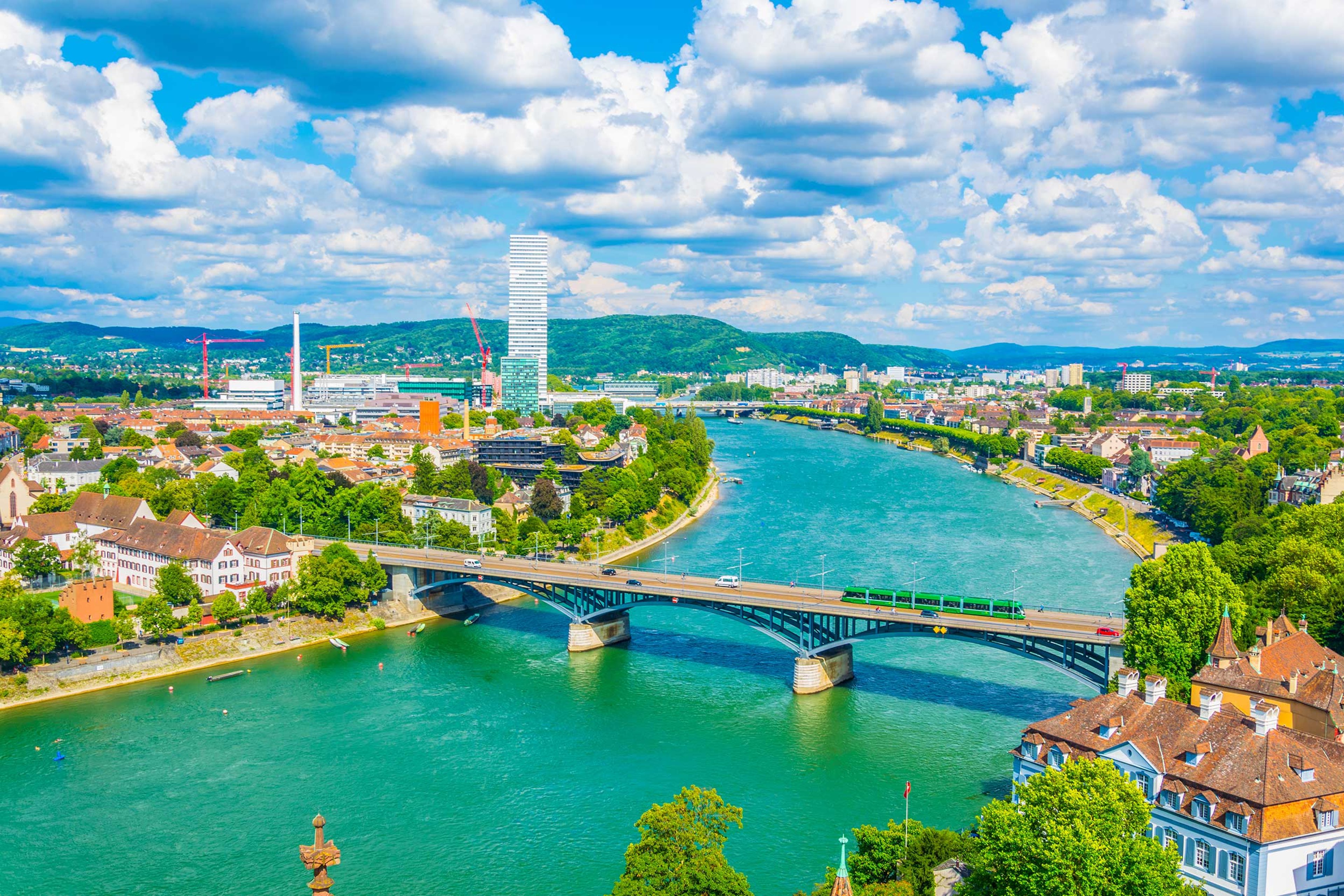 Riverside of Rhine in Basel, Switzerland
