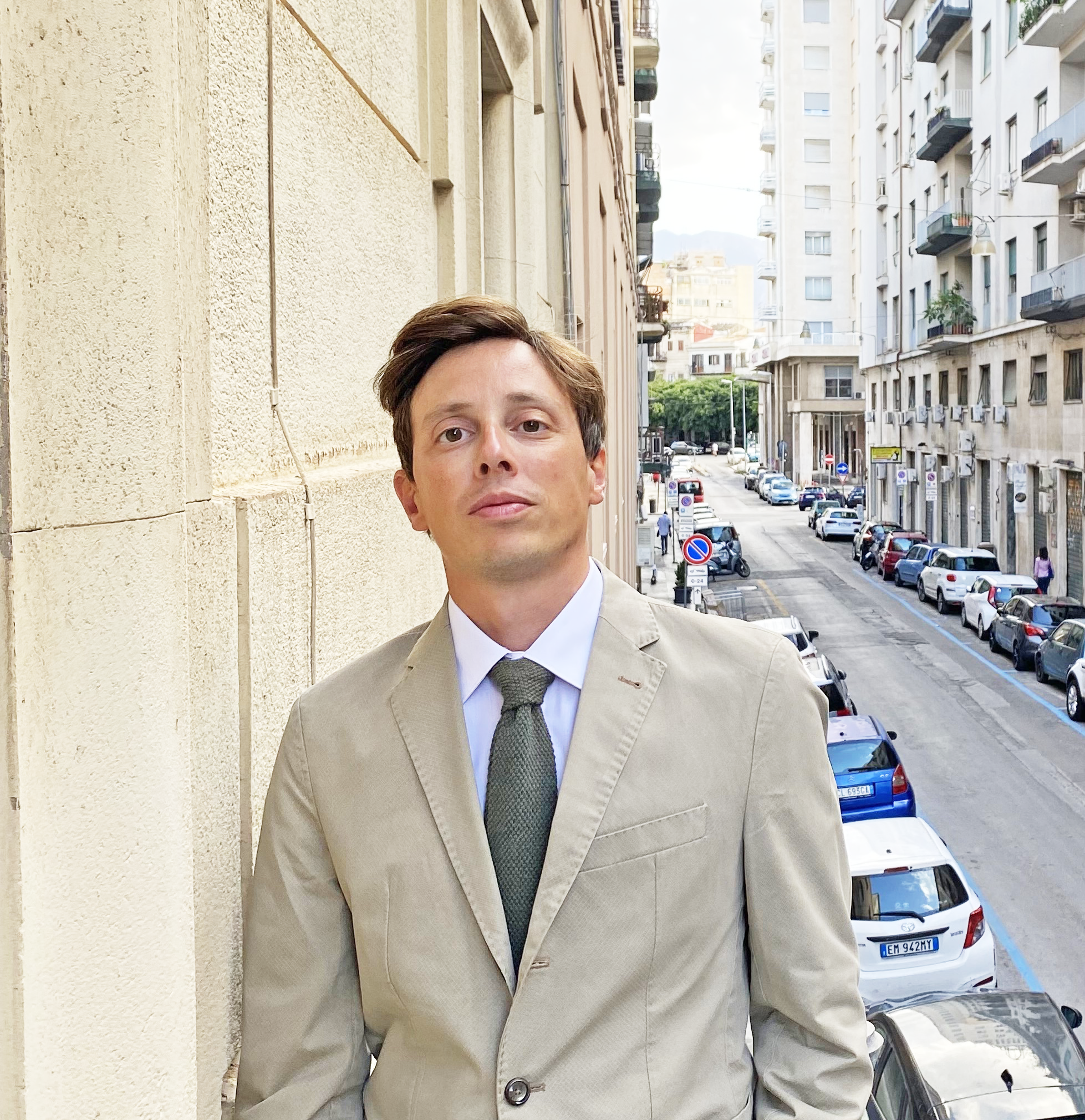 Donato De Vivo, Process Architect at Exyte in Italy, one of the company’s key hubs for engineering solutions in the semiconductor, biopharma and life sciences industries, pictured in an urban outside setting. 