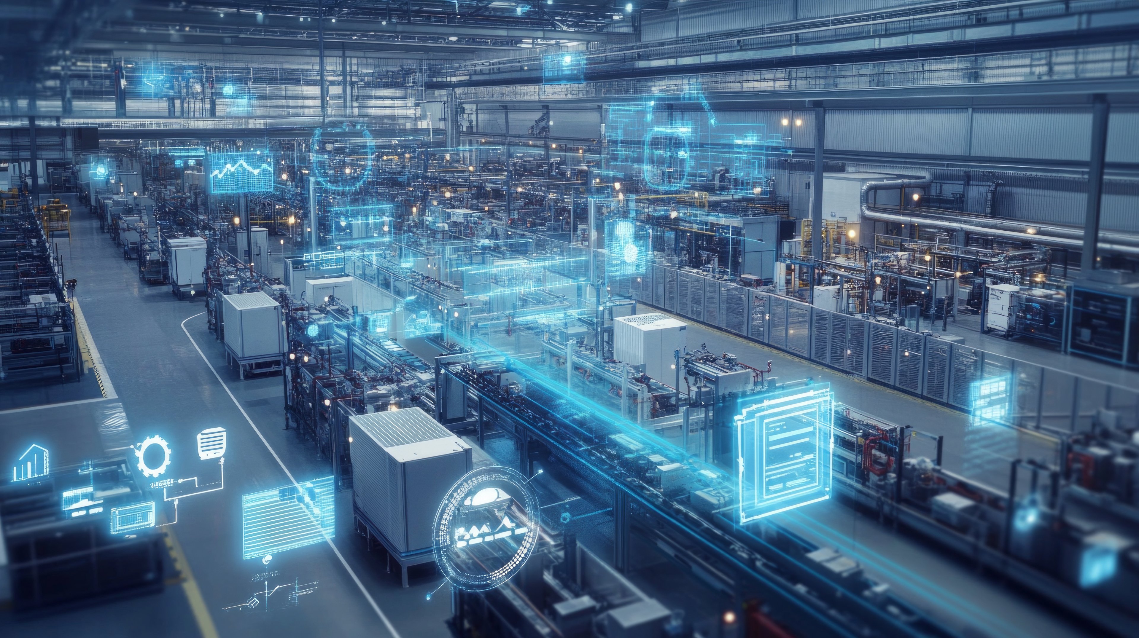 Visualization of a high tech pharma facilities with lots of digital applications for Biopharma manufacturers, built and designed by Exyte GmbH
