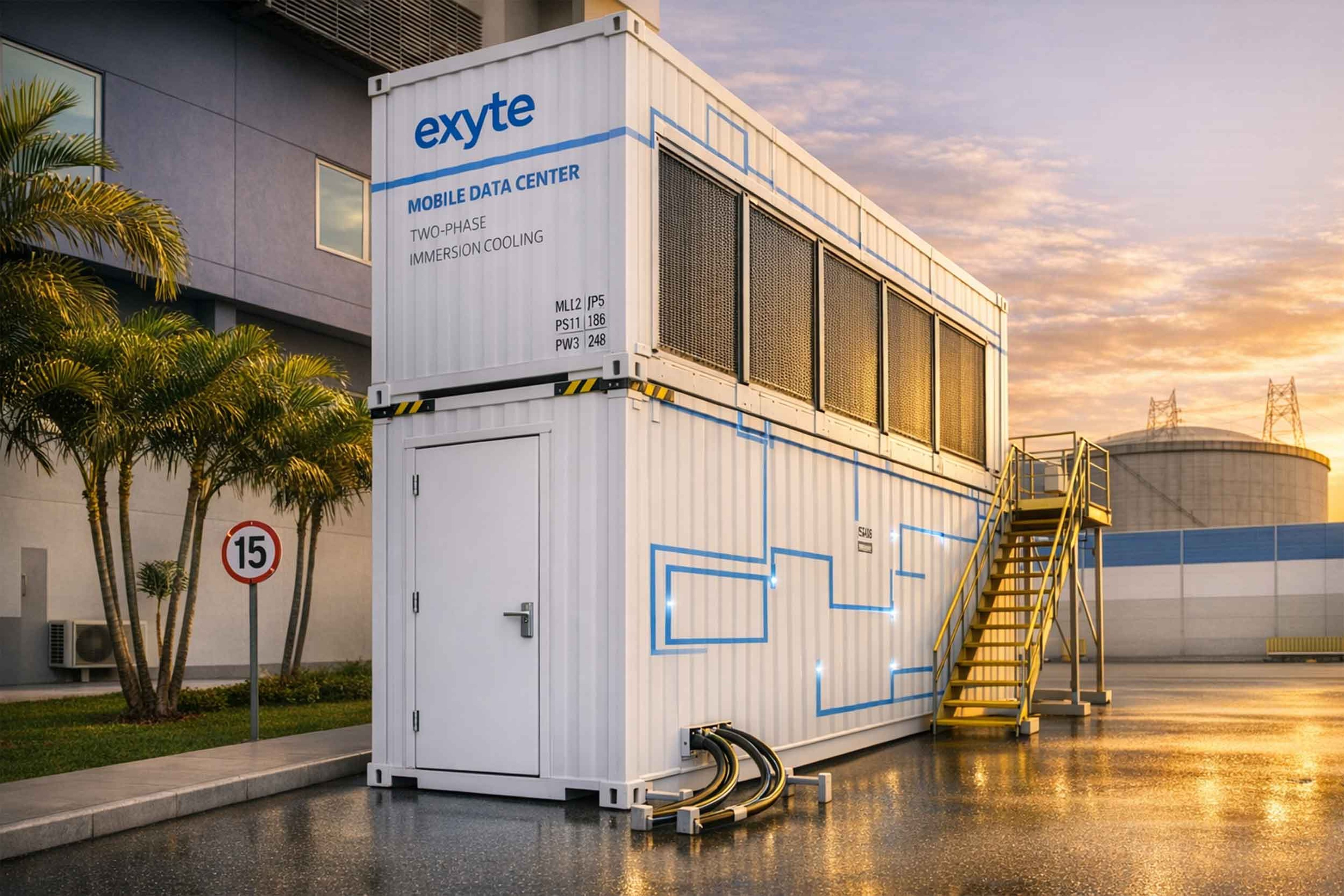 Exyte's modular mobile data center with two-phase immersion cooling.