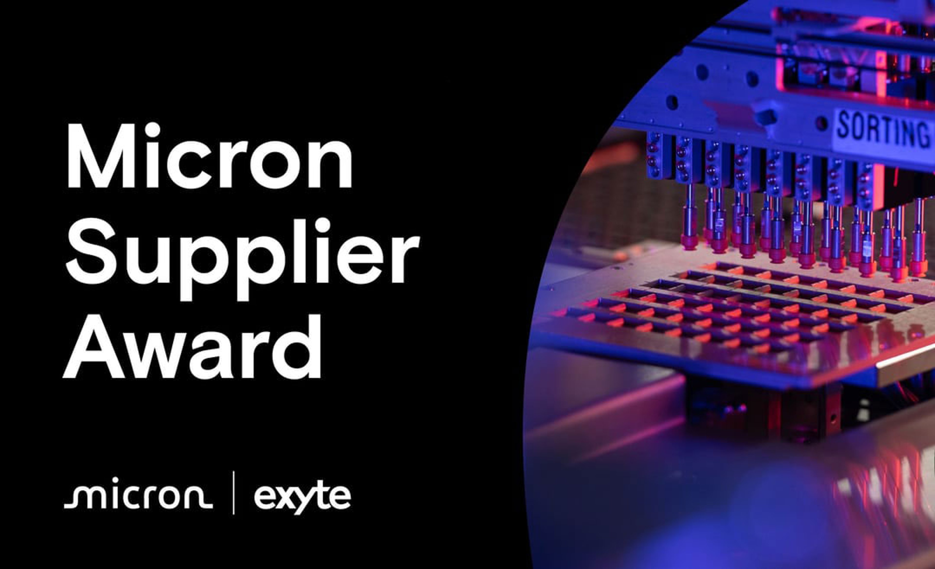Graphic showing the words "Micron Supplier Award" and the logos of Micron and Exyte