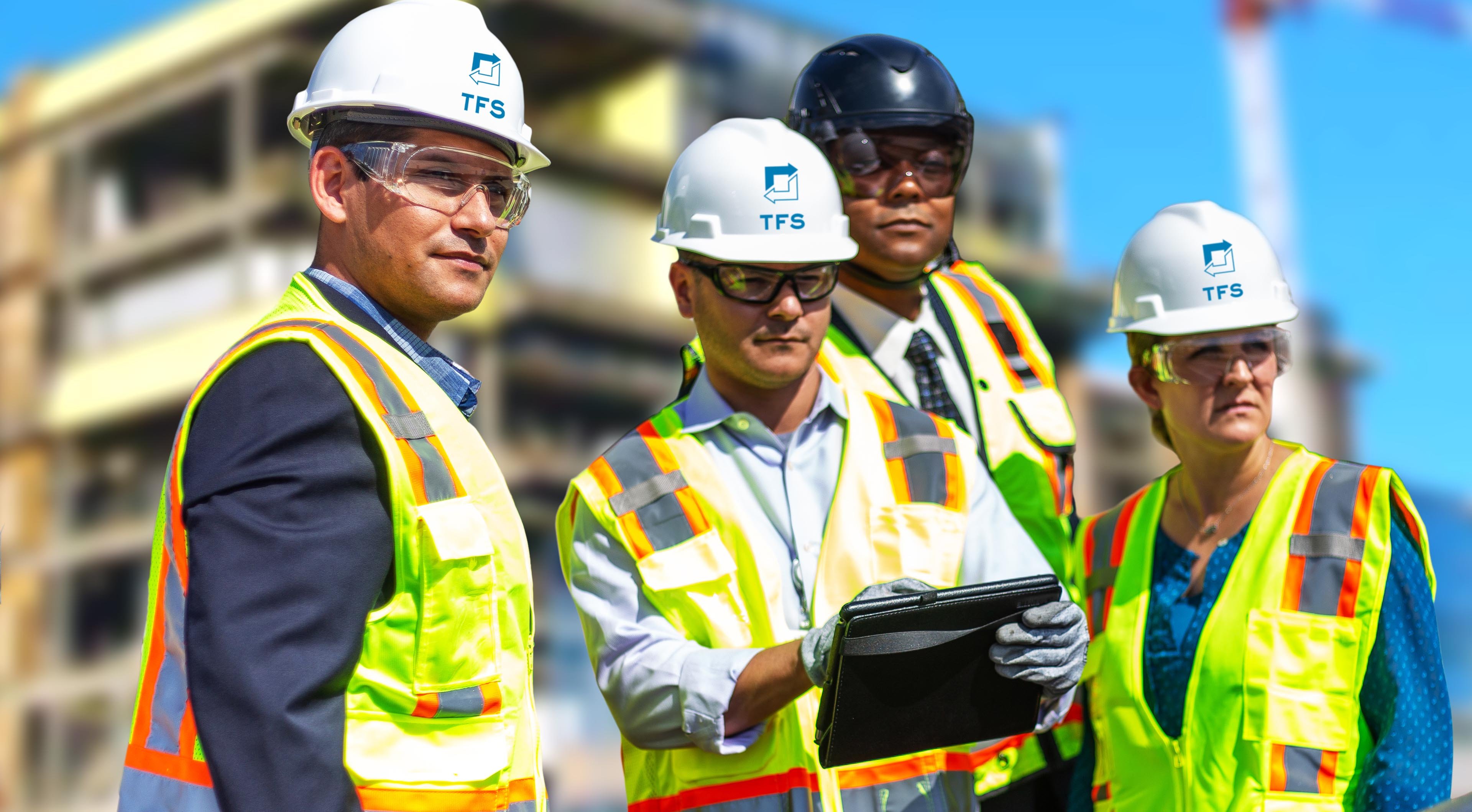 Four employees of Exyte subsidiary TFS wearing Personal protective equipment