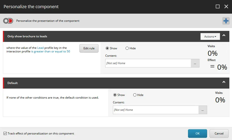 Screenshot of Sitecore XP on How to Personalize