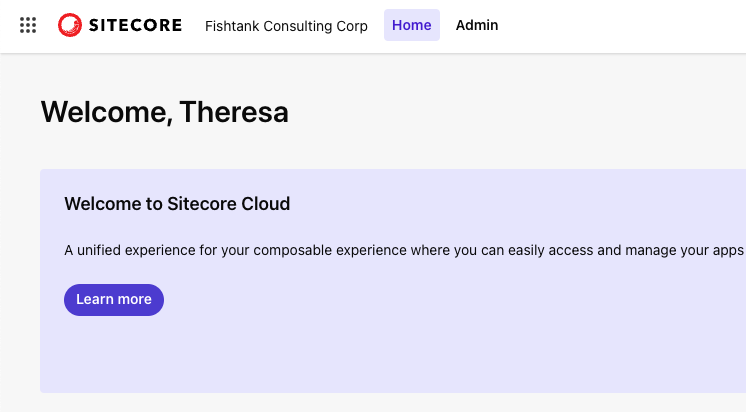 Screenshot of the Home menu in the Sitecore Cloud Portal