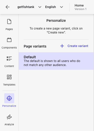 Sitecore XM Cloud page variant list