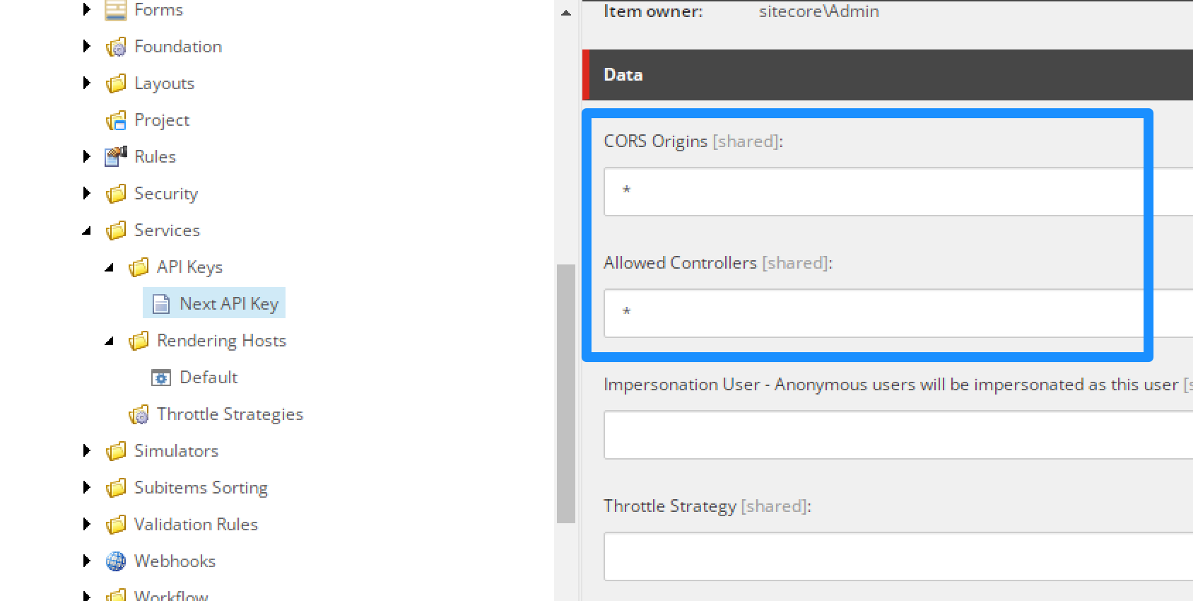 Sitecore SXA Headless Key Settings